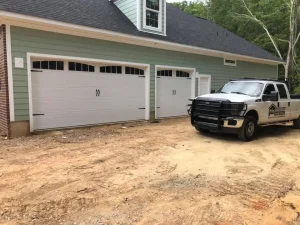 Modern Flush Mount Garage Doors with Stone, Stucco, or Wood